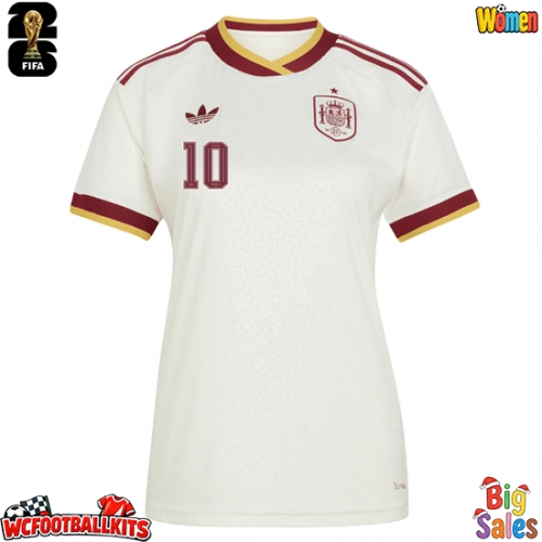 Spain Dani Olmo #10 Replica Away Stadium Shirt for Women World Cup 2026 Short Sleeve
